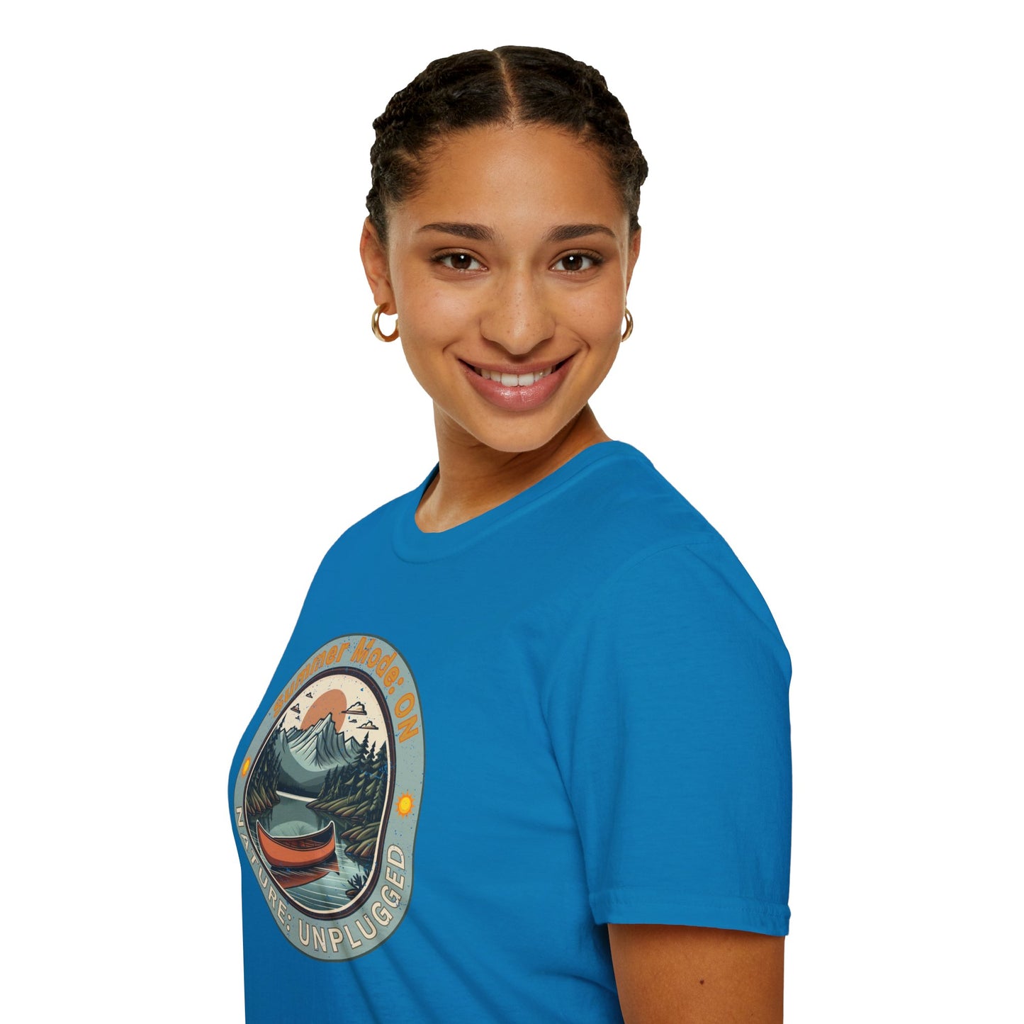 Summer Mode On, Nature Unplugged Unisex Softstyle T-Shirt