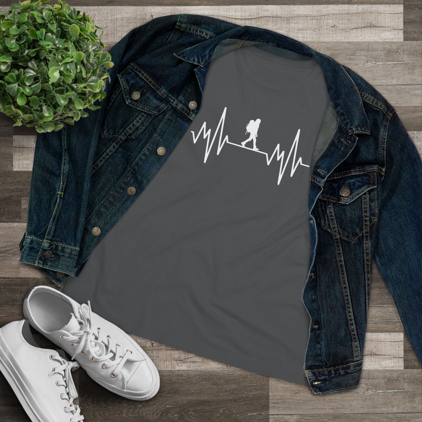 Hiker Mountain Heartbeat Women's Cotton T-shirt