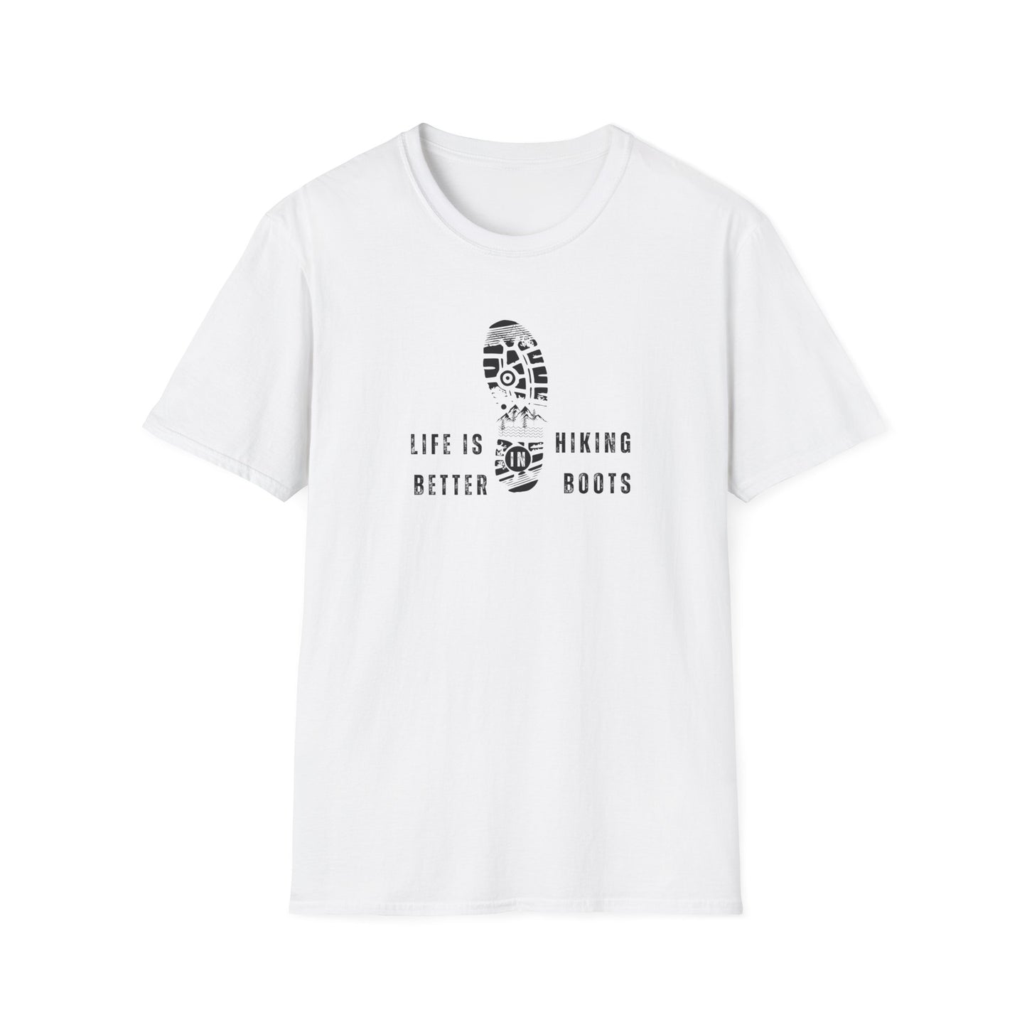 Hiking Unisex Softstyle T-Shirt: Life is Better with Hiking Boots