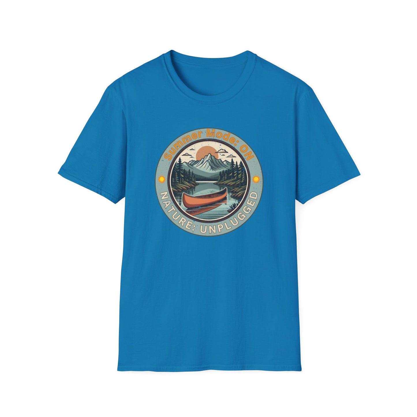 Summer Mode On, Nature Unplugged Unisex Softstyle T-Shirt