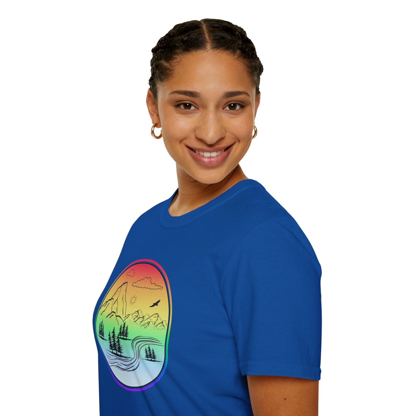 Colour Mountain Scene Unisex Softstyle T-Shirt