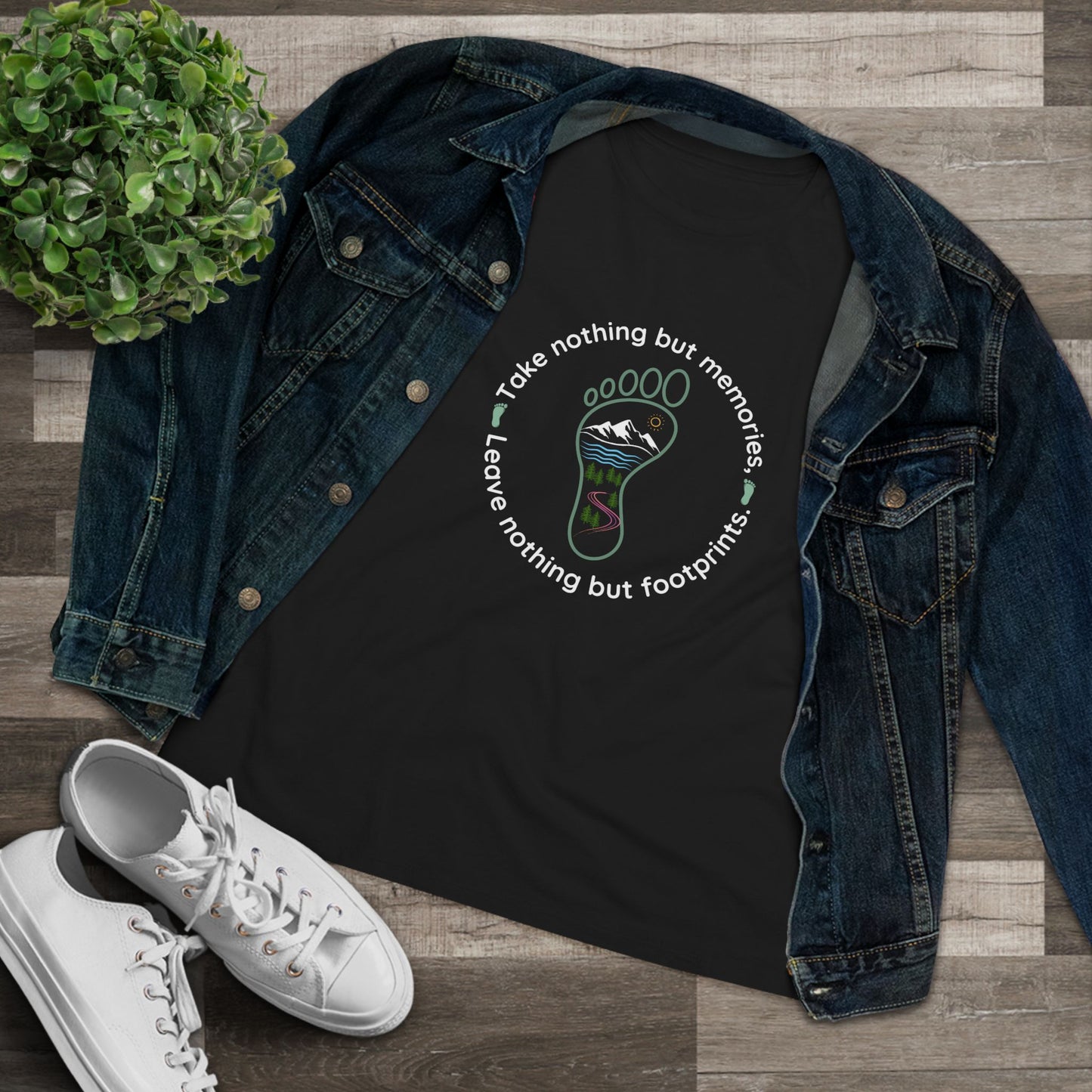 Womens Cotton Tee - Take Memories Leave Footprints