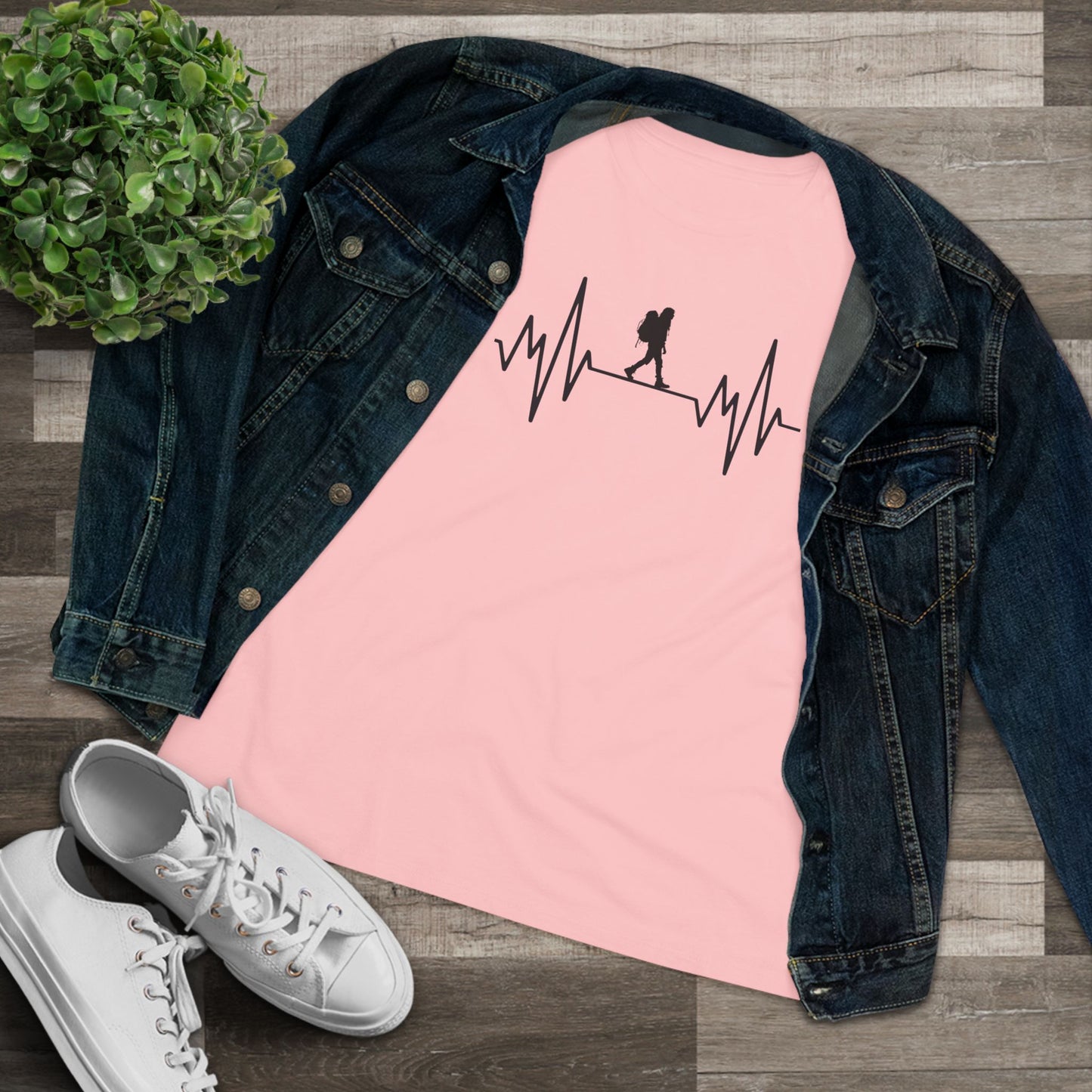 Hiker Mountain Heartbeat Women's Cotton T-shirt
