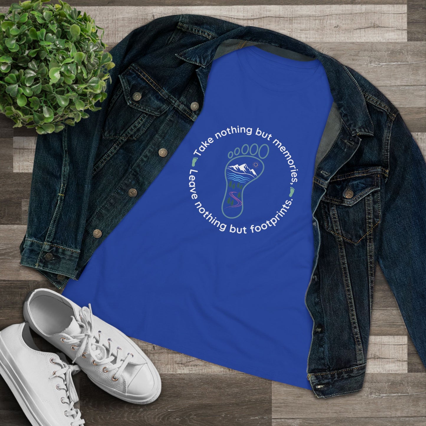 Womens Cotton Tee - Take Memories Leave Footprints