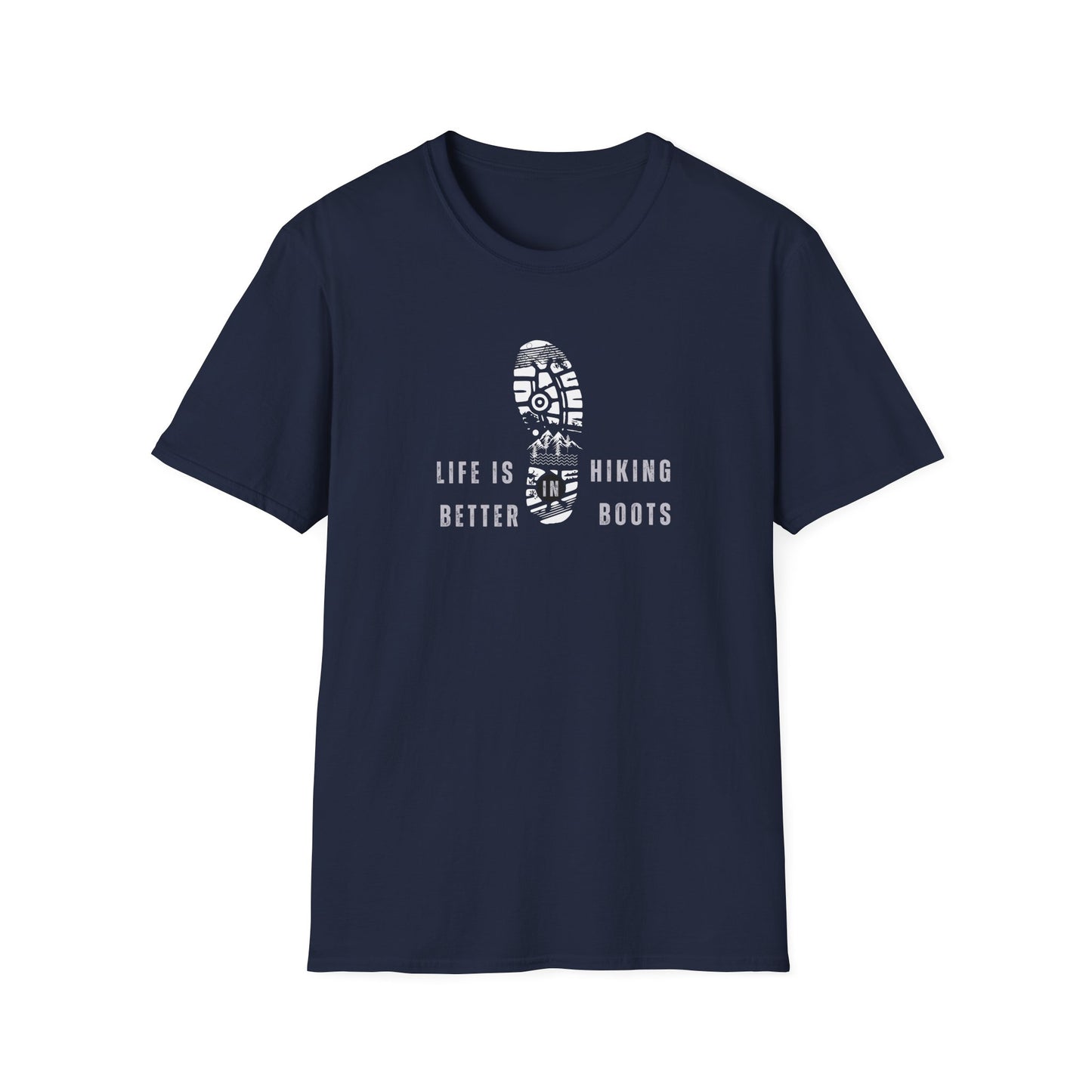 Hiking Unisex Softstyle T-Shirt: Life is Better with Hiking Boots