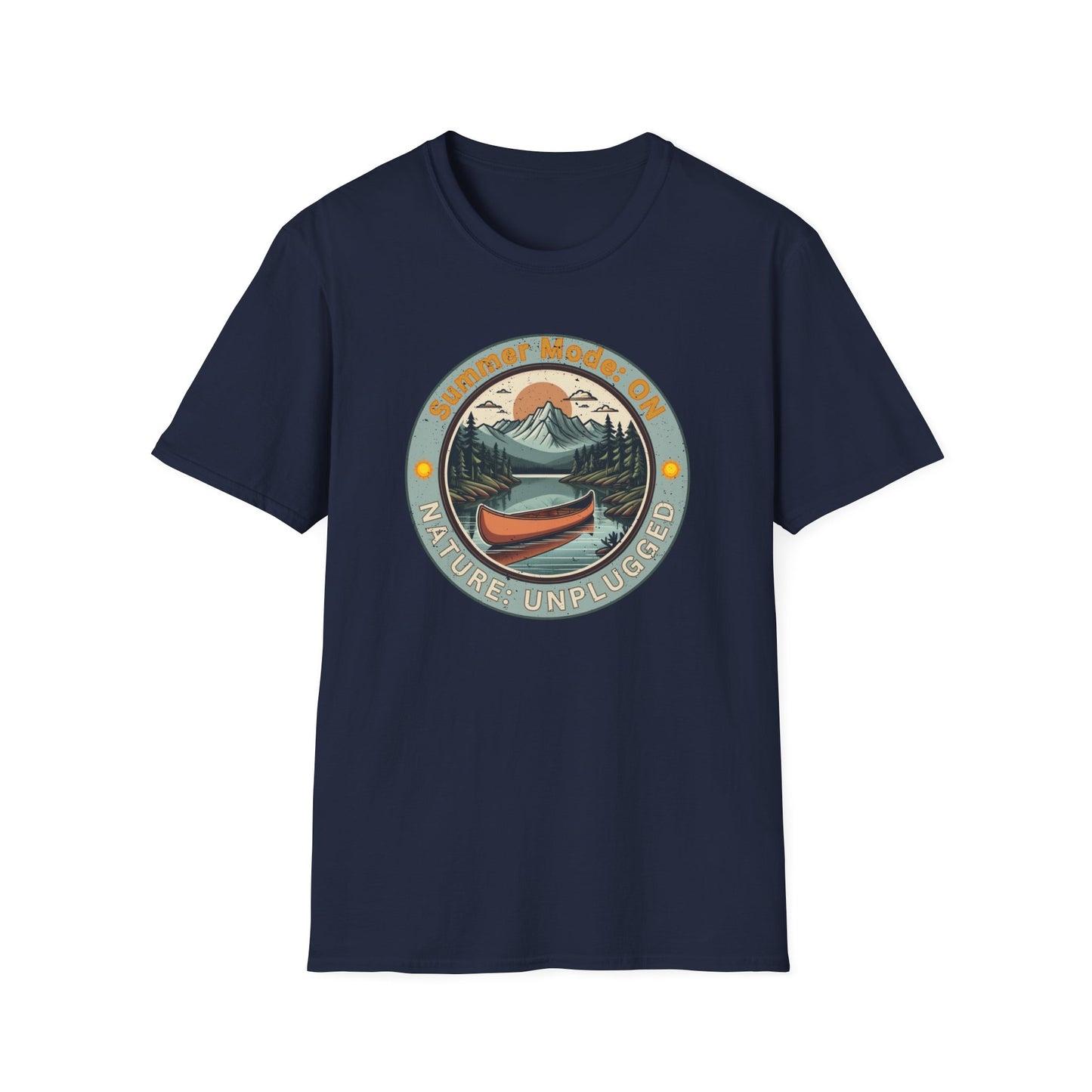 Summer Mode On, Nature Unplugged Unisex Softstyle T-Shirt