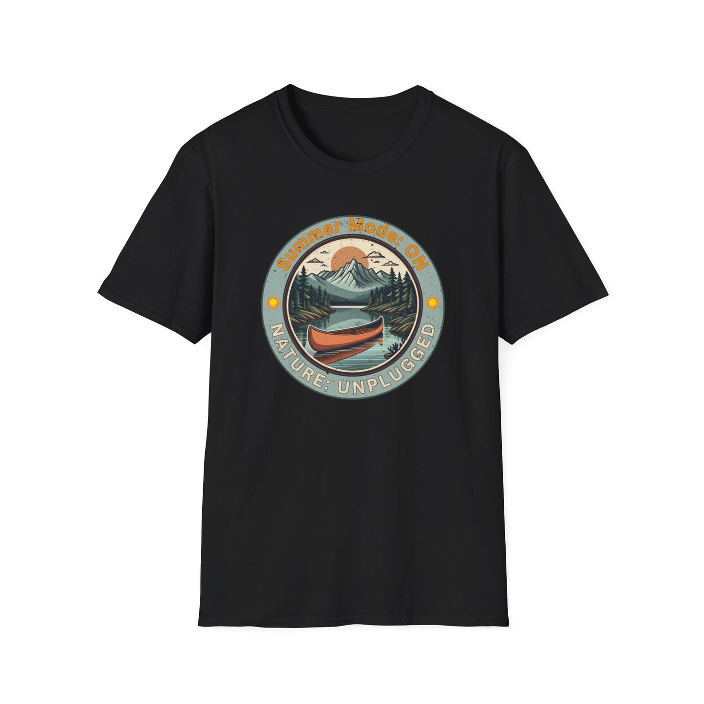 Summer Mode On, Nature Unplugged Unisex Softstyle T-Shirt