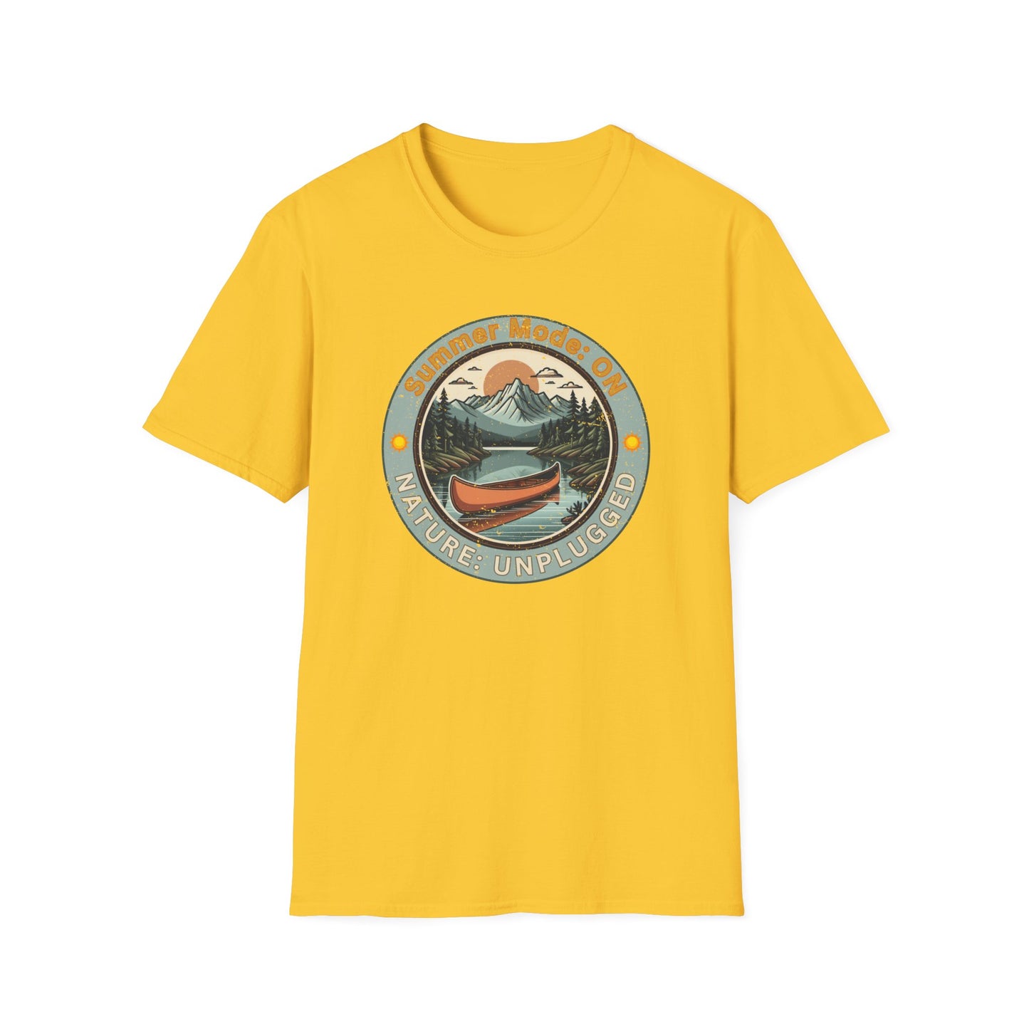 Summer Mode On, Nature Unplugged Unisex Softstyle T-Shirt