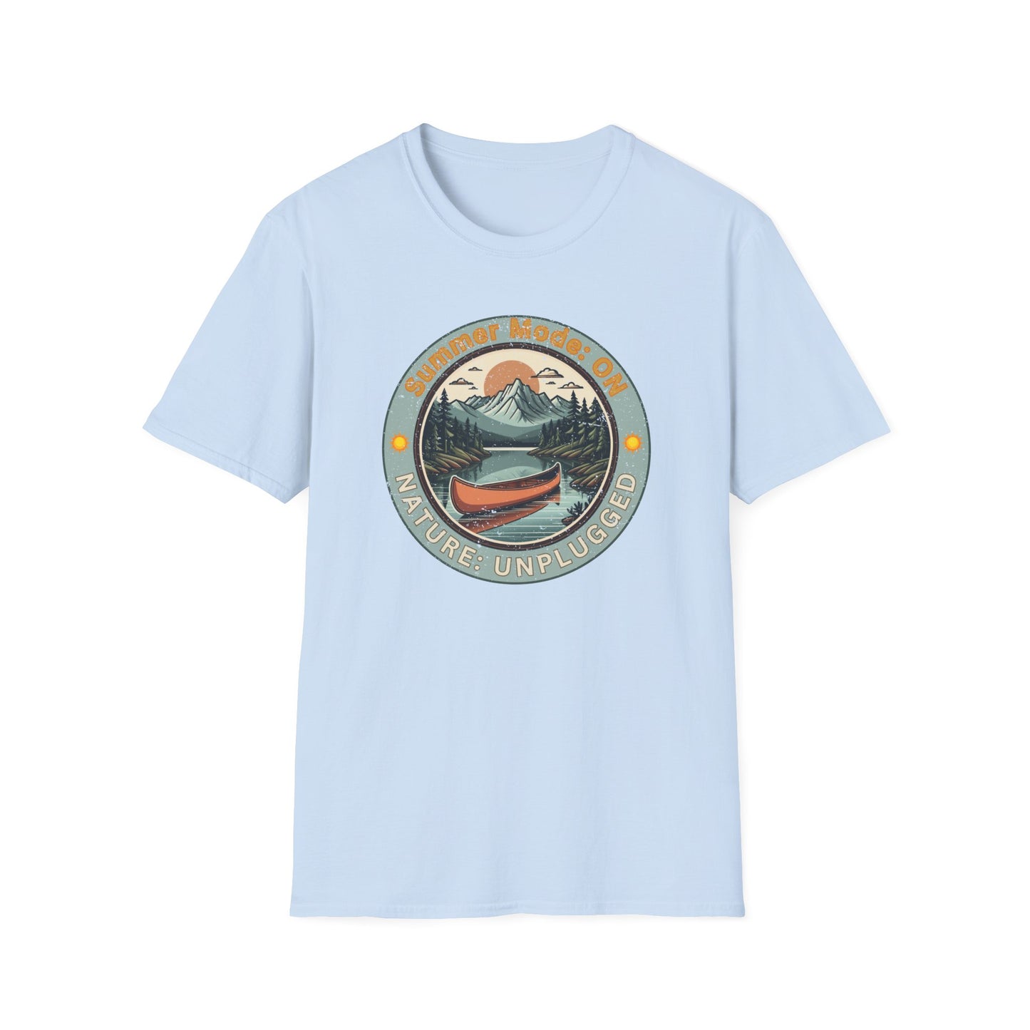 Summer Mode On, Nature Unplugged Unisex Softstyle T-Shirt