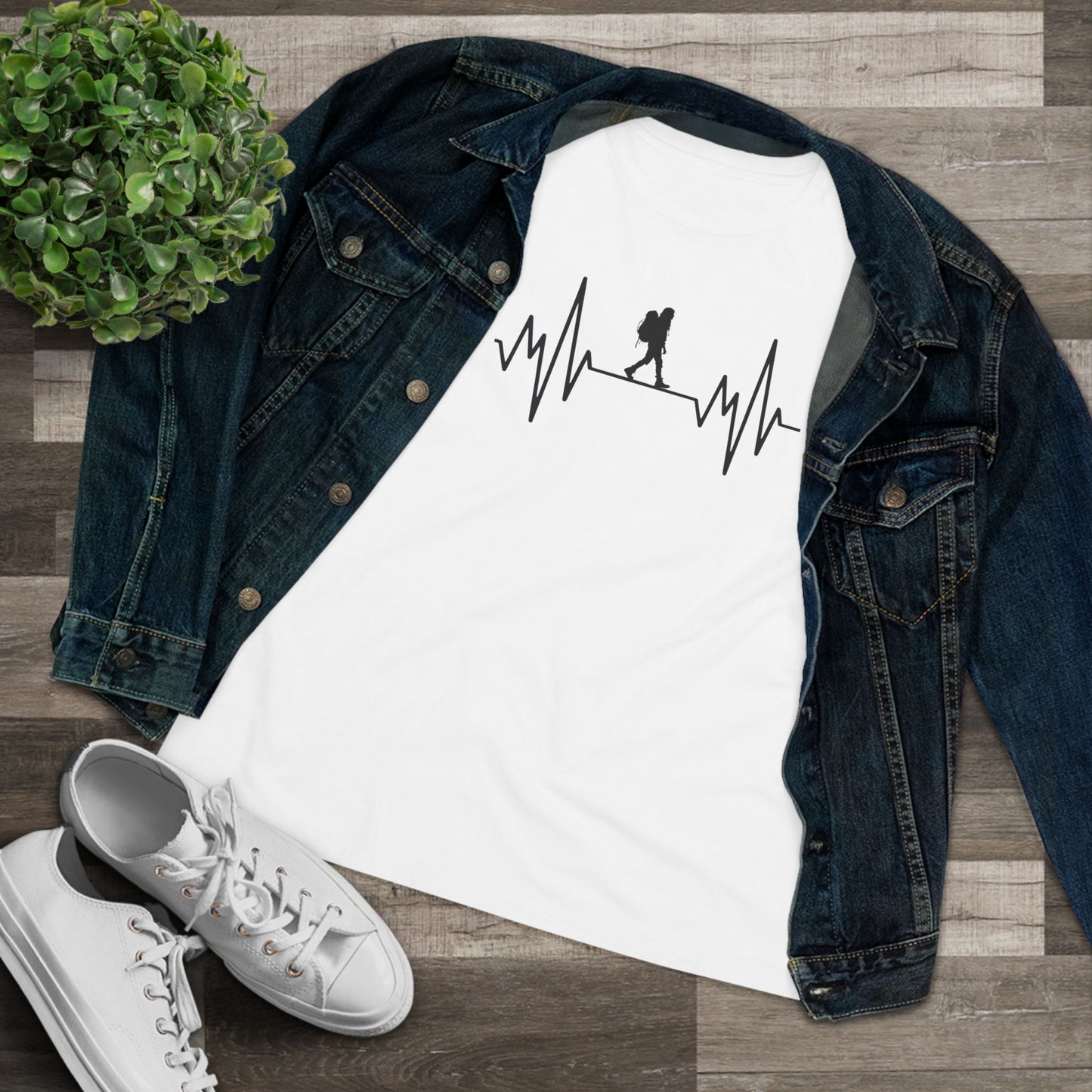 Hiker Mountain Heartbeat Women's Cotton T-shirt