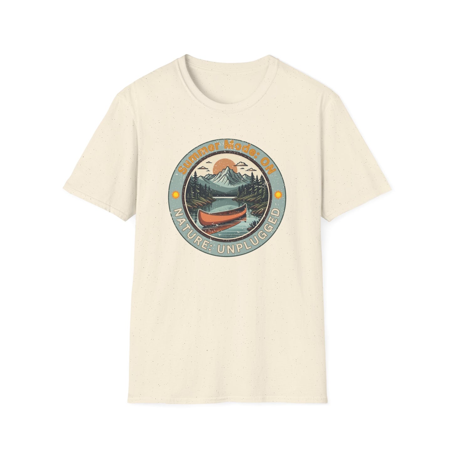 Summer Mode On, Nature Unplugged Unisex Softstyle T-Shirt