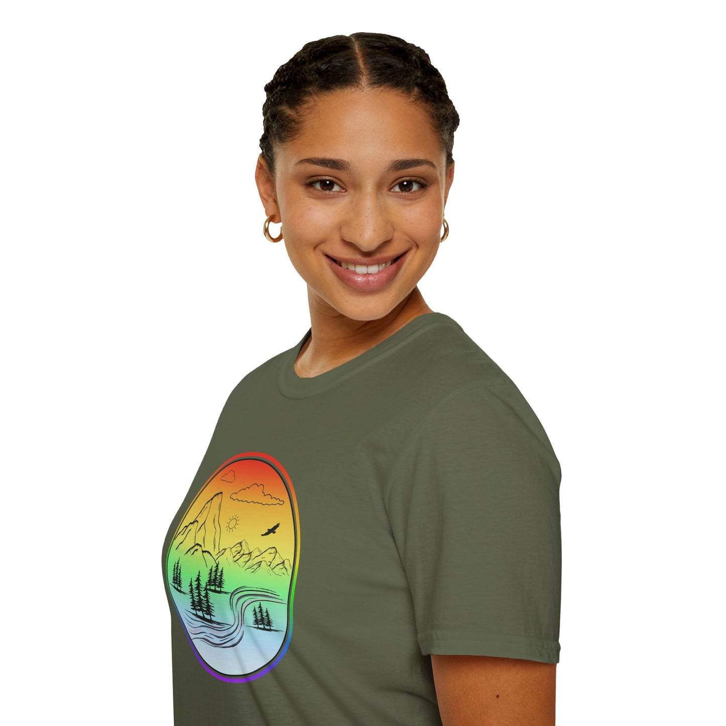 Colour Mountain Scene Unisex Softstyle T-Shirt