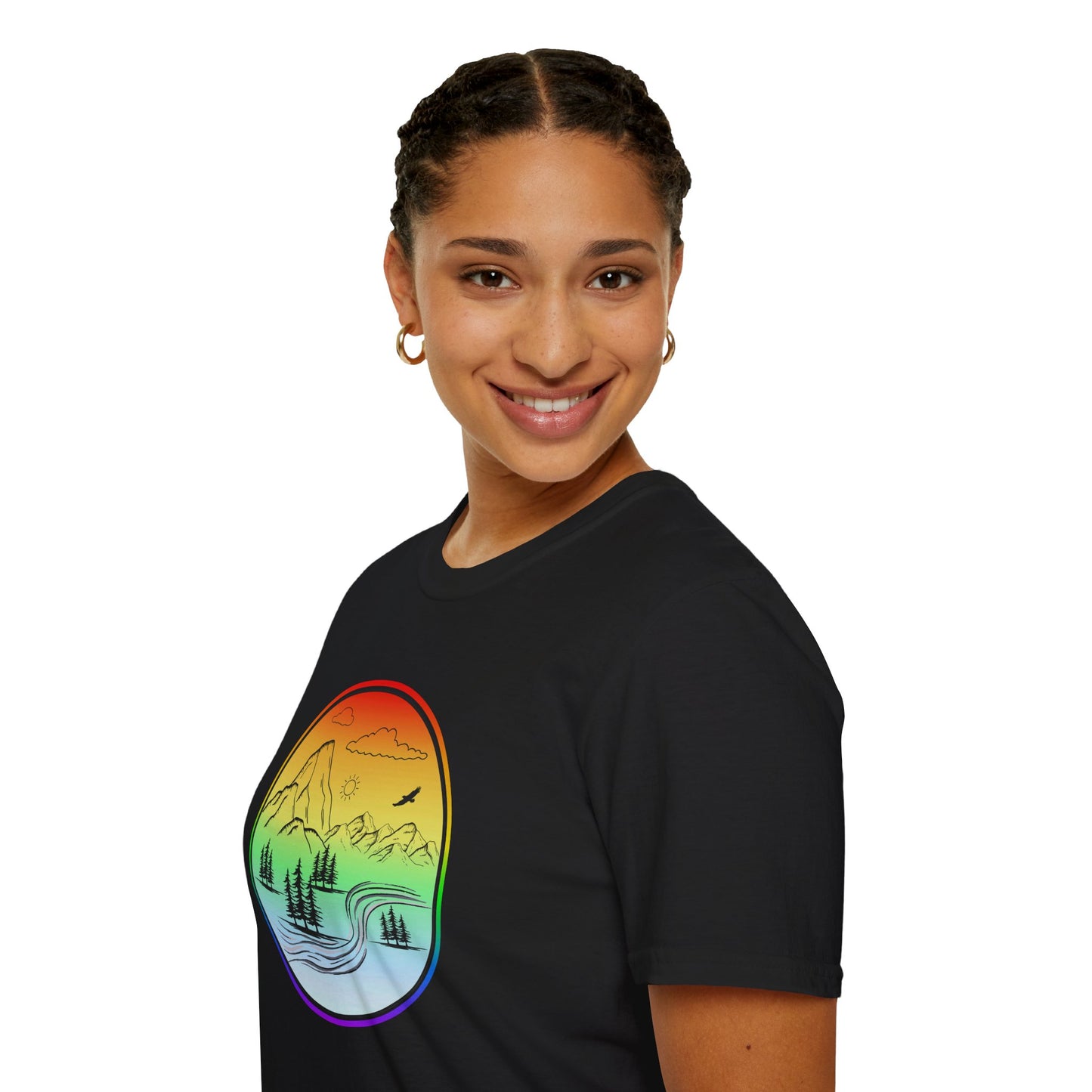 Colour Mountain Scene Unisex Softstyle T-Shirt