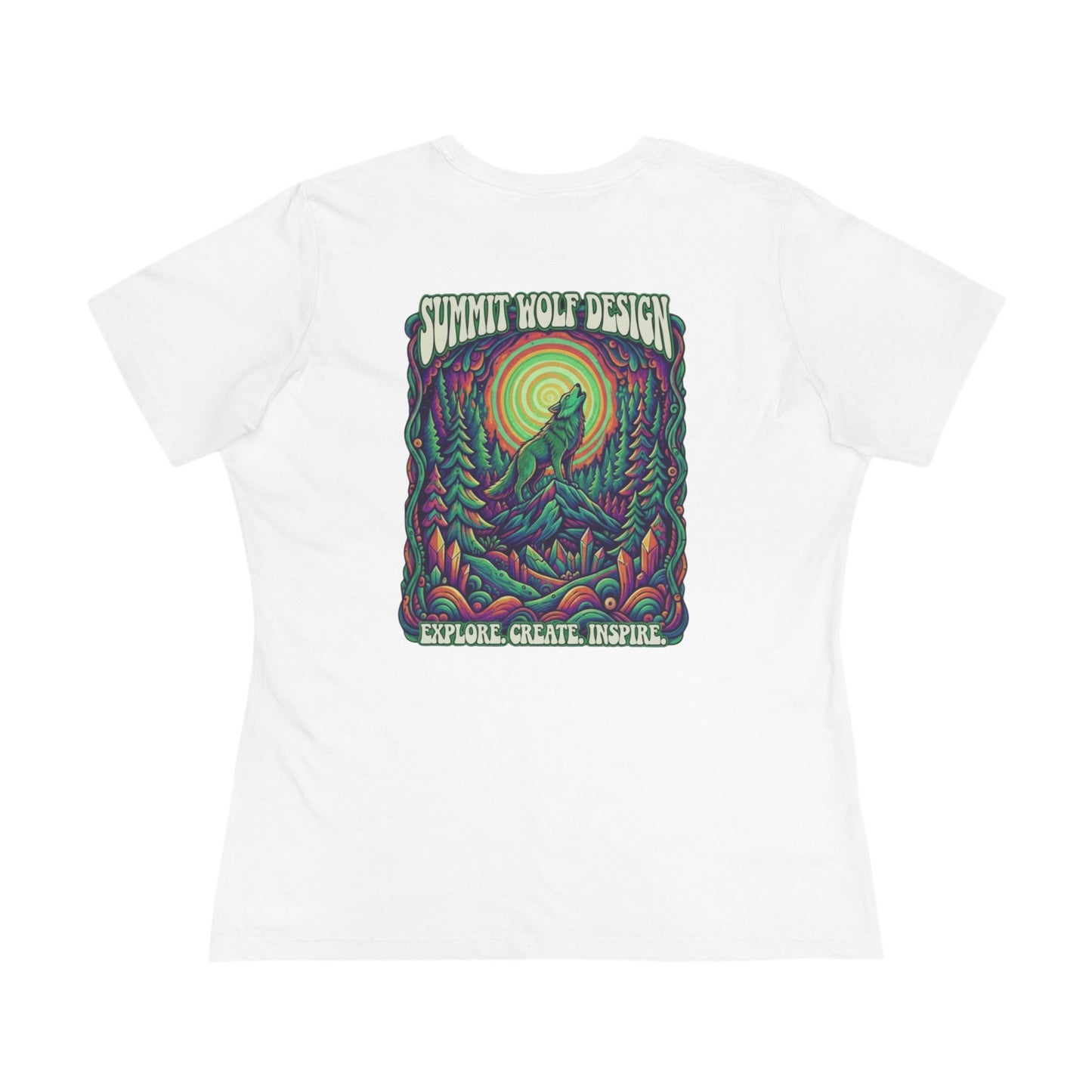 Summit Wolf Design Women's Cotton Tee - Explore, Create, Inspire