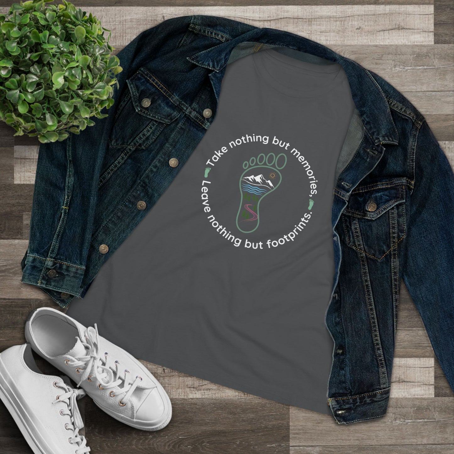 Womens Cotton Tee - Take Memories Leave Footprints