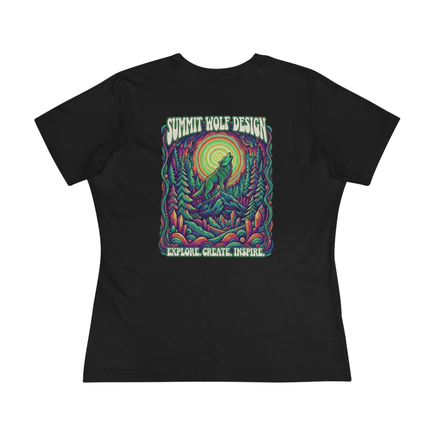 Summit Wolf Design Women's Cotton Tee - Explore, Create, Inspire