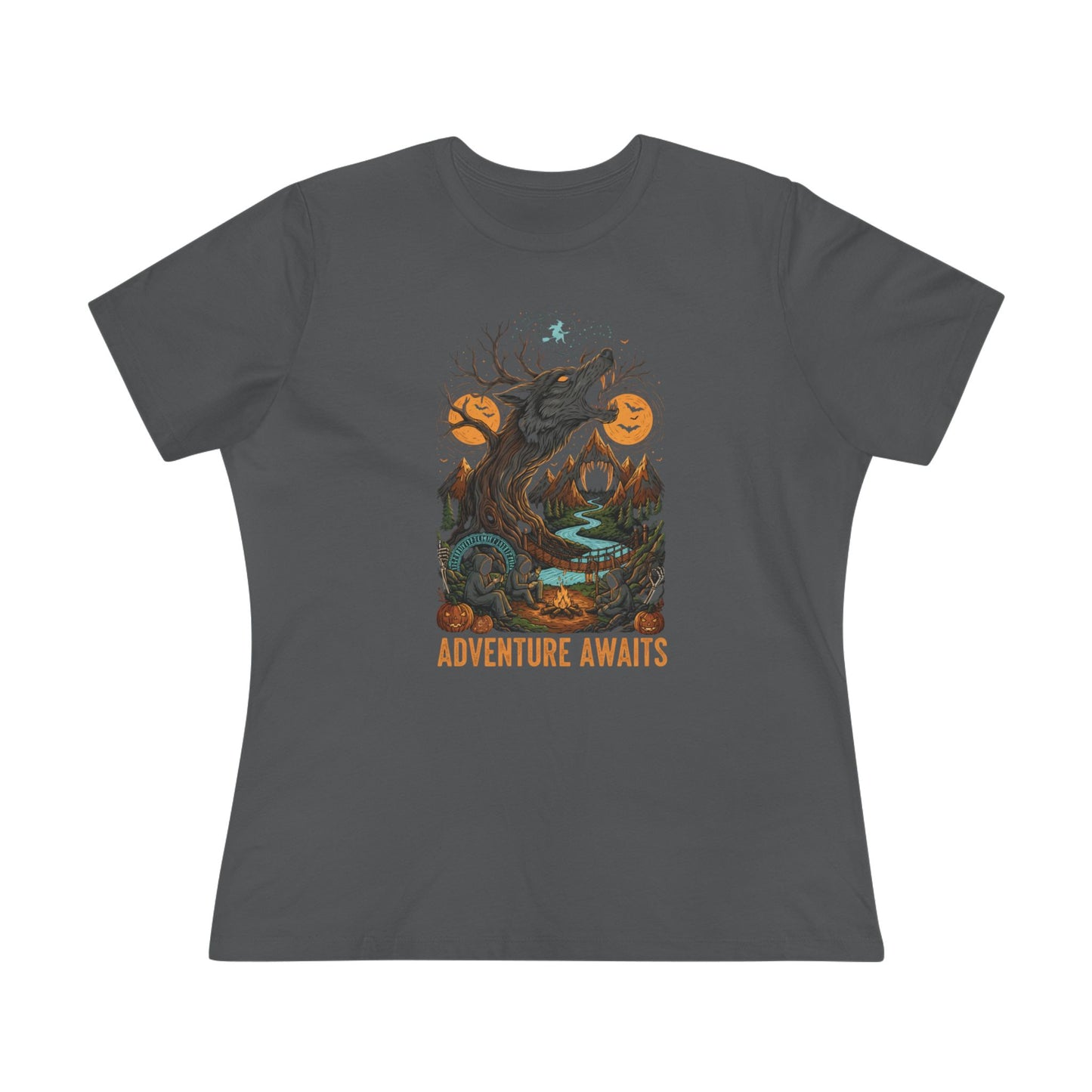 Adventure Awaits Expedition Women's Tee with Howling Wolf Tree Graphic