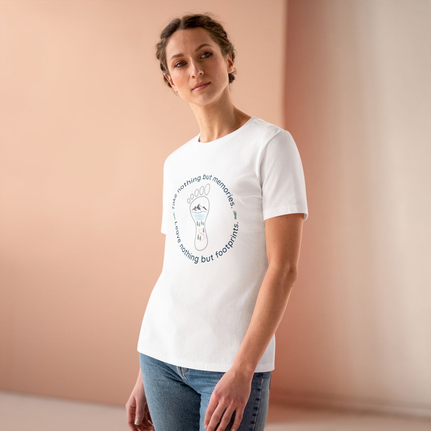 Womens Cotton Tee - Take Memories Leave Footprints