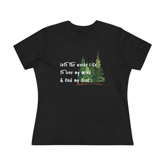 Into the Woods I Go Nature Lover Cotton T-shirt, Forest Adventure Cotton Shirt, Into the Woods Quote Top, Women's Graphic T-Shirt