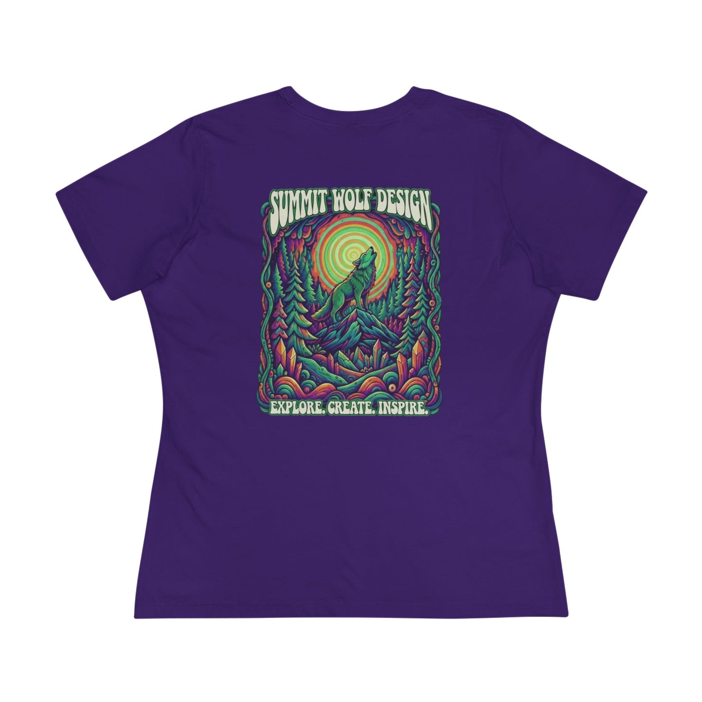 Summit Wolf Design Women's Cotton Tee - Explore, Create, Inspire